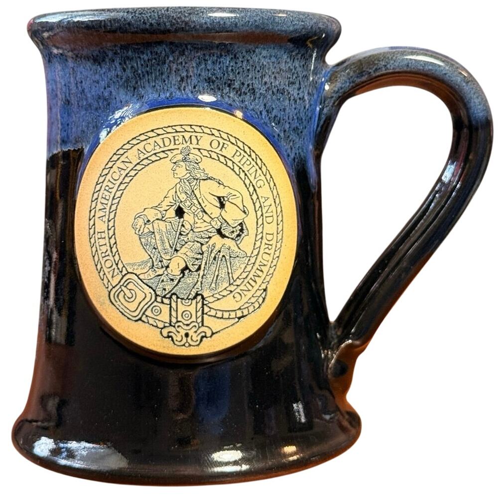 Deneen Pottery North American Academy of Piping and Drumming Blue Stoneware Mug